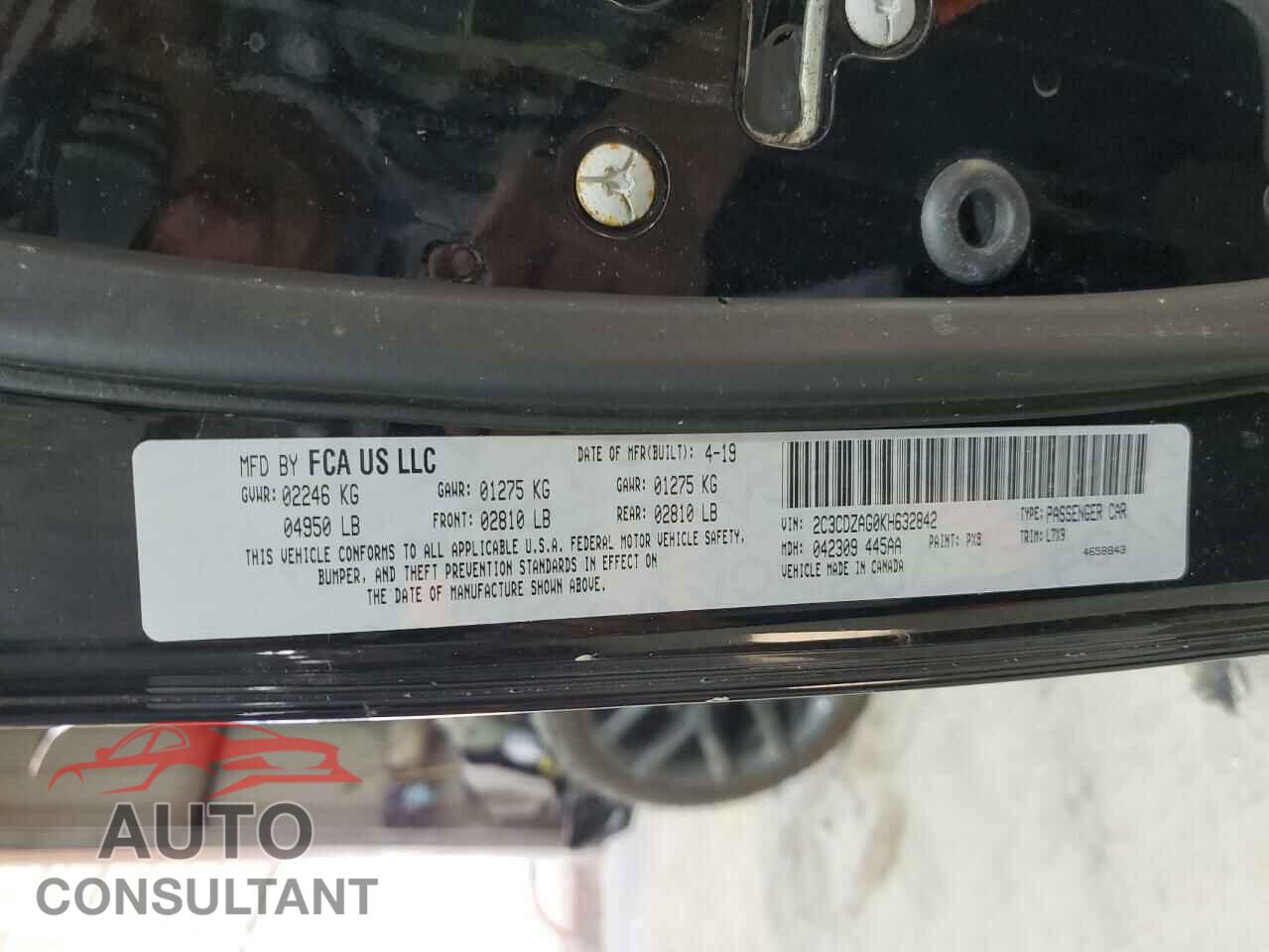 DODGE CHALLENGER 2019 - 2C3CDZAG0KH632842