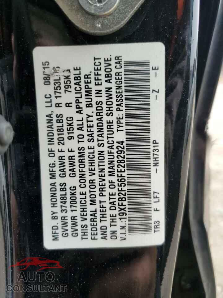 HONDA CIVIC 2015 - 19XFB2F56FE282924