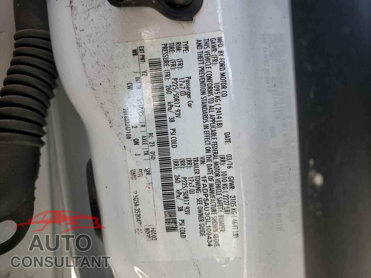 FORD CMAX 2016 - 1FADP5AU3GL109434
