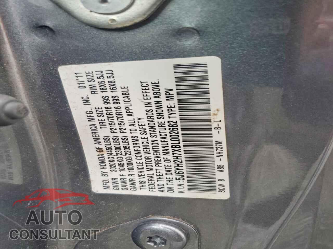 HONDA ELEMENT 2011 - 5J6YH2H7XBL002682