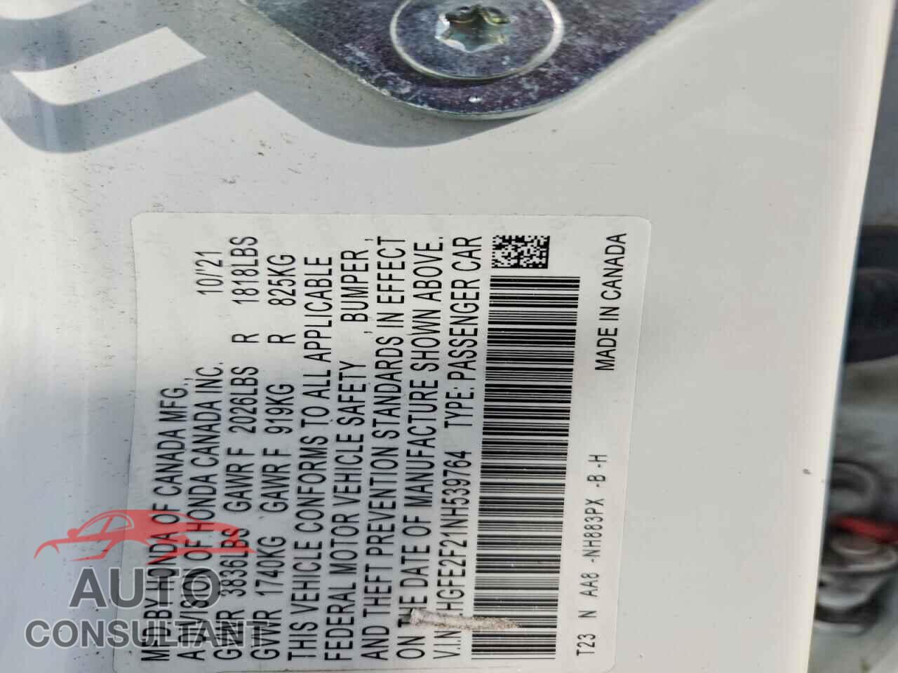 HONDA CIVIC 2022 - 2HGFE2F21NH539764