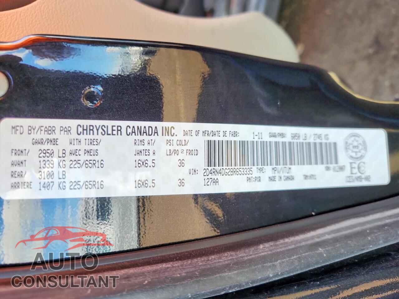 DODGE CARAVAN 2011 - 2D4RN4DG2BR653335