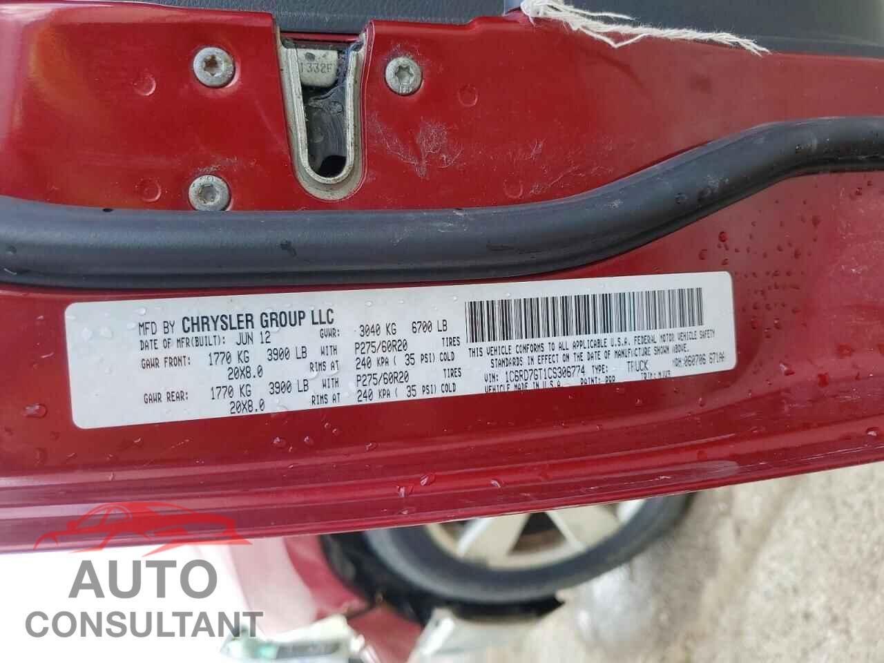 DODGE RAM 1500 2012 - 1C6RD7GT1CS306774
