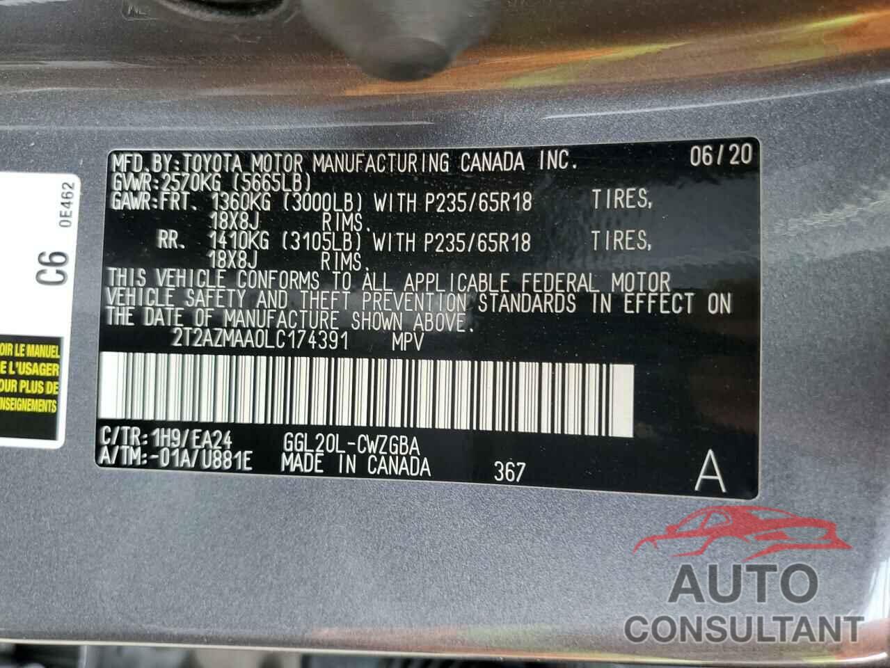 LEXUS RX350 2020 - 2T2AZMAA0LC174391