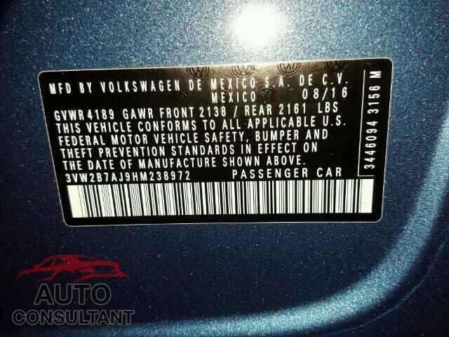 VOLKSWAGEN JETTA 2017 - 3VW2B7AJ9HM238972