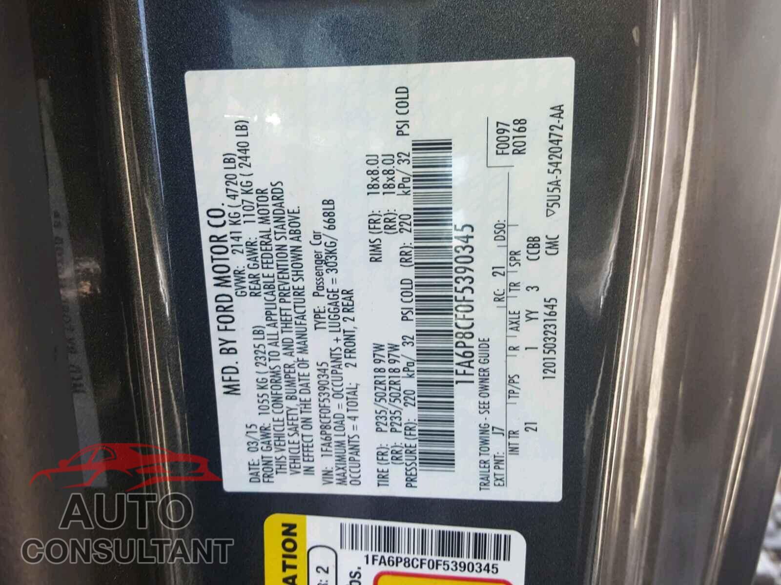 FORD MUSTANG 2015 - 1FA6P8CF0F5390345