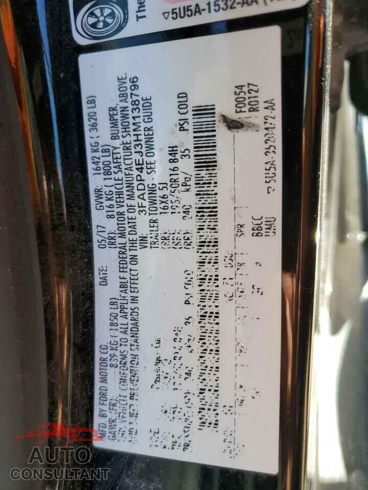 FORD FIESTA 2017 - 3FADP4EJ3HM138796
