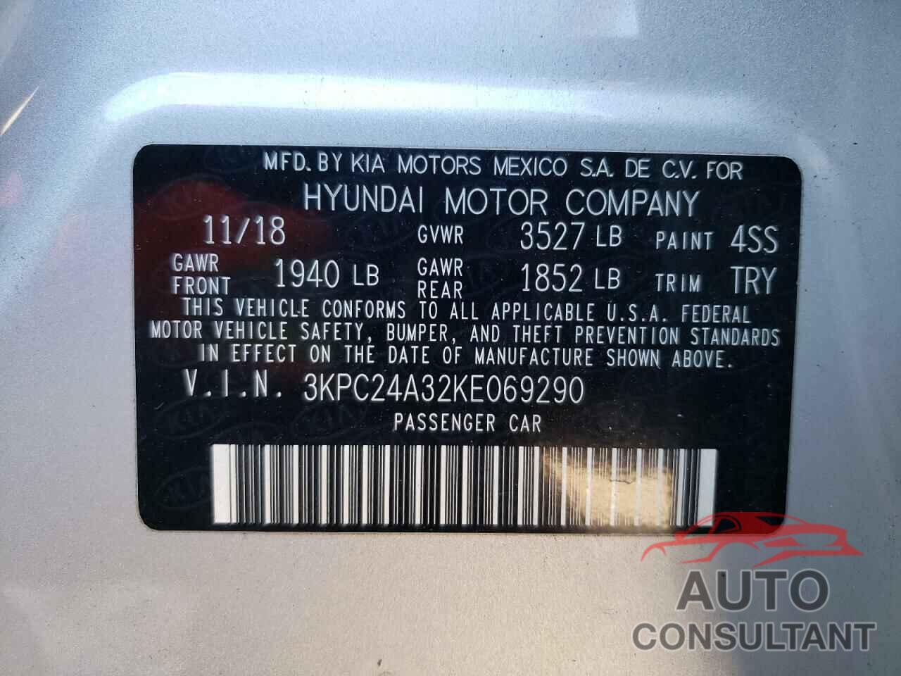 HYUNDAI ACCENT 2019 - 3KPC24A32KE069290