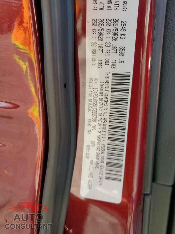 DODGE DURANGO 2020 - 1C4RDJDG5LC222738