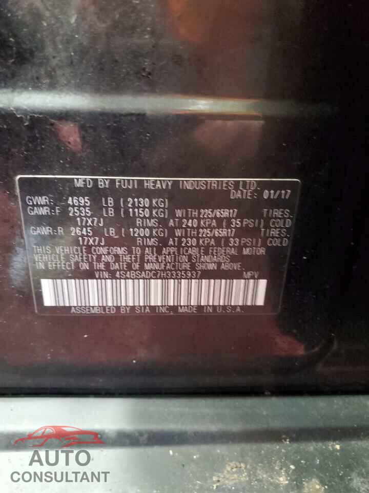 SUBARU OUTBACK 2017 - 4S4BSADC7H3335937