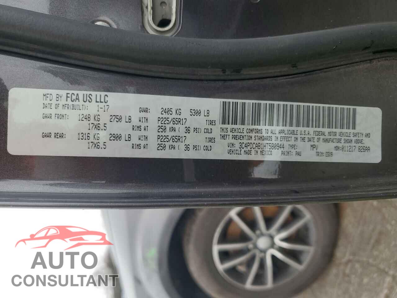 DODGE JOURNEY 2017 - 3C4PDCAB1HT580944