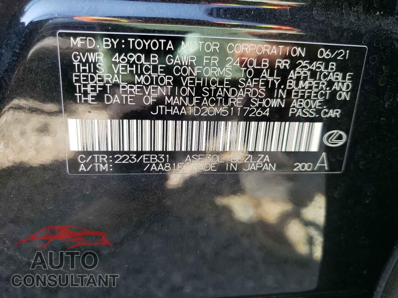 LEXUS IS 2021 - JTHAA1D20M5117264