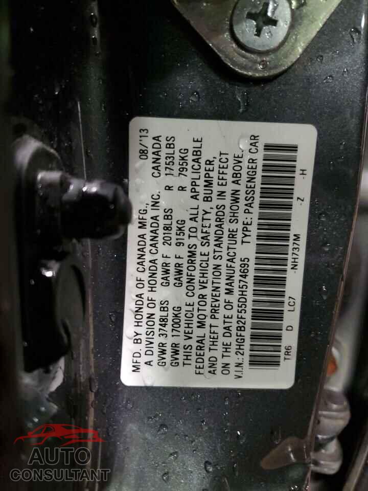 HONDA CIVIC 2013 - 2HGFB2F55DH574695