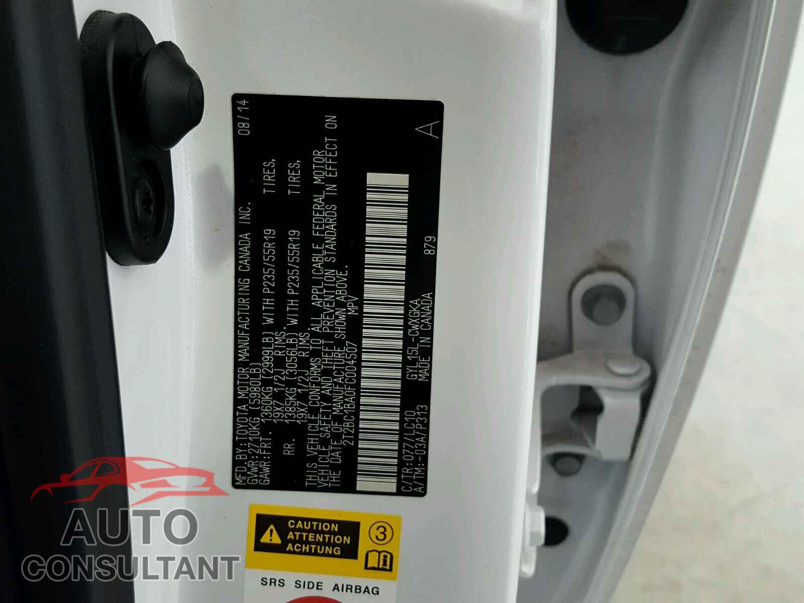 LEXUS RX 450 2015 - 2T2BC1BA0FC004507
