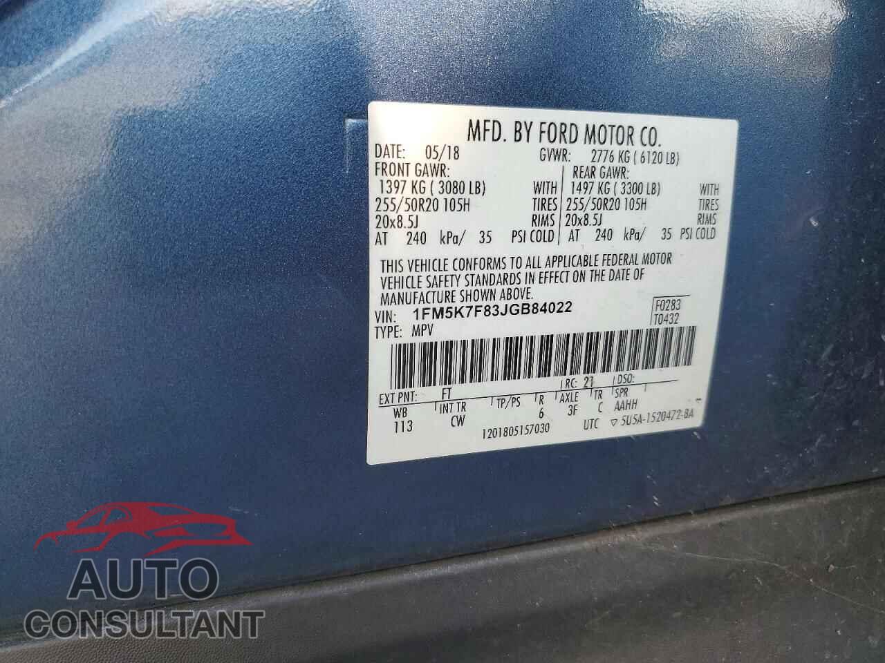 FORD EXPLORER 2018 - 1FM5K7F83JGB84022