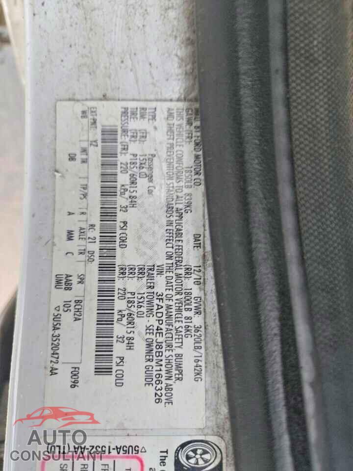 FORD FIESTA 2011 - 3FADP4EJ8BM166326