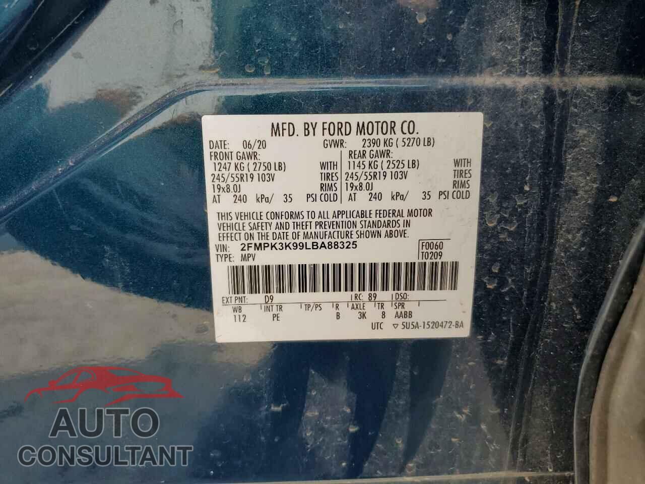 FORD EDGE 2020 - 2FMPK3K99LBA88325