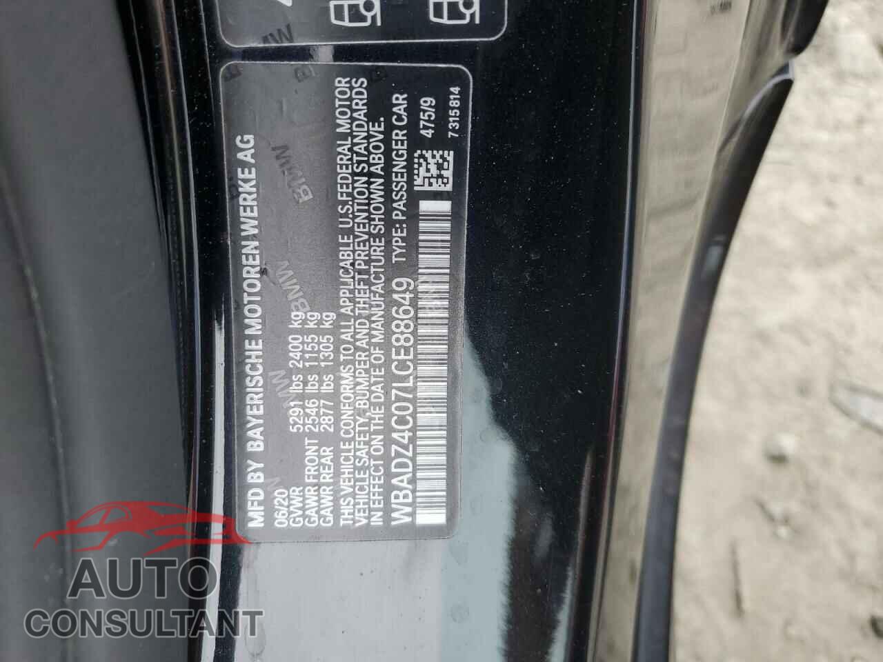 BMW 8 SERIES 2020 - WBADZ4C07LCE88649