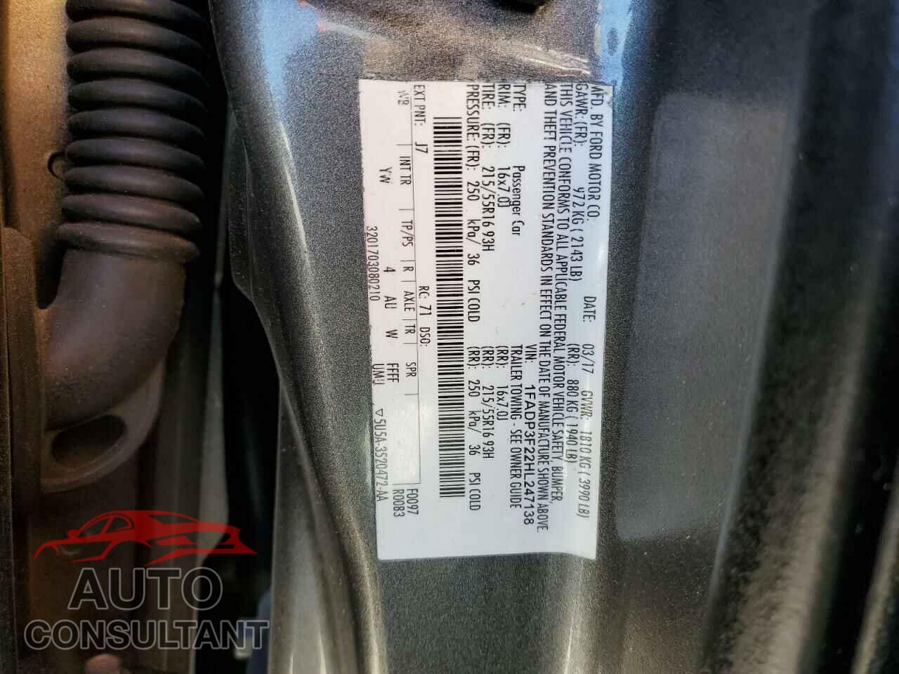FORD FOCUS 2017 - 1FADP3F22HL247138