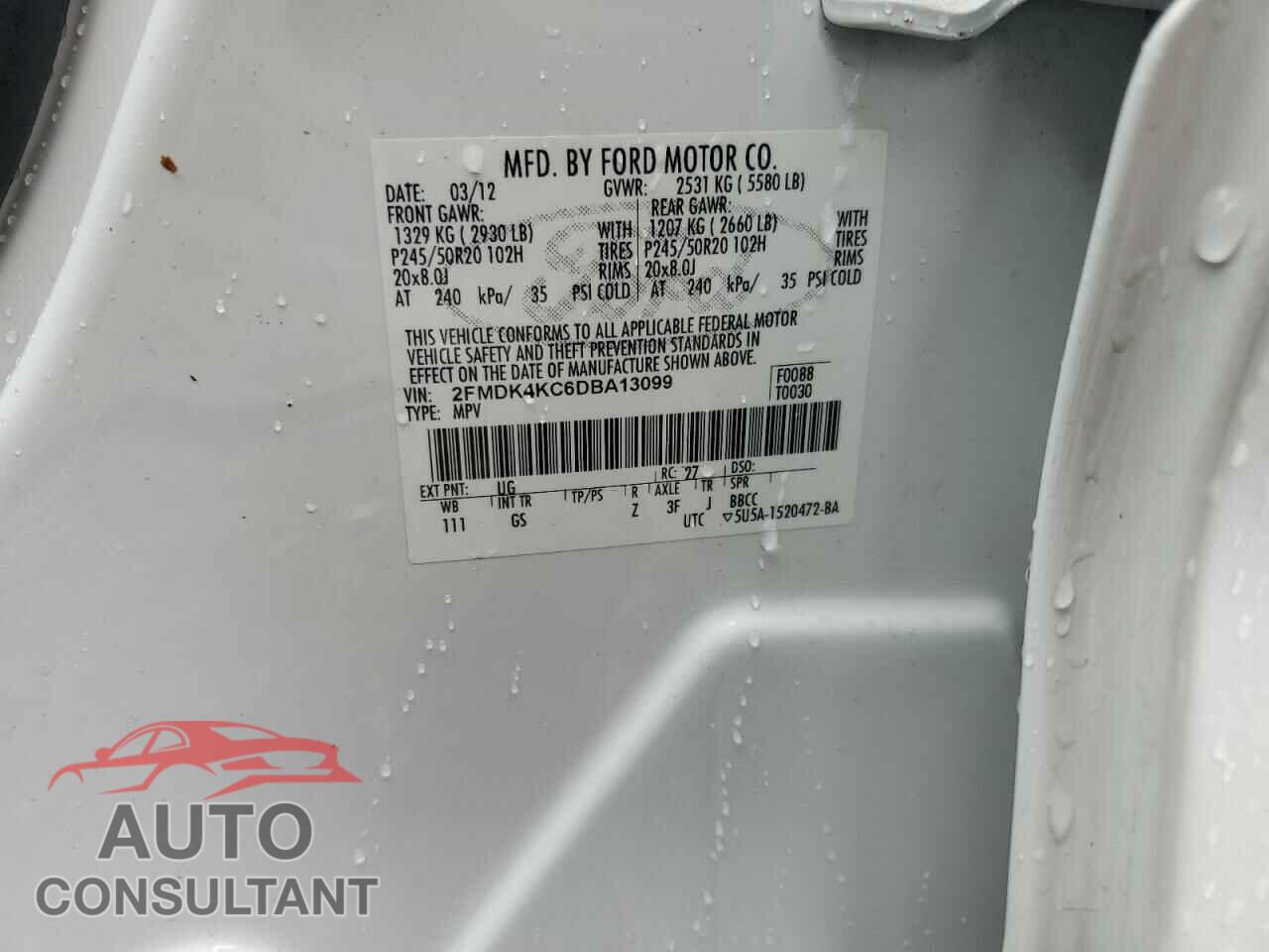 FORD EDGE 2013 - 2FMDK4KC6DBA13099