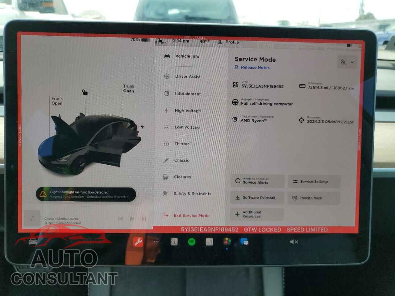TESLA MODEL 3 2022 - 5YJ3E1EA3NF189452