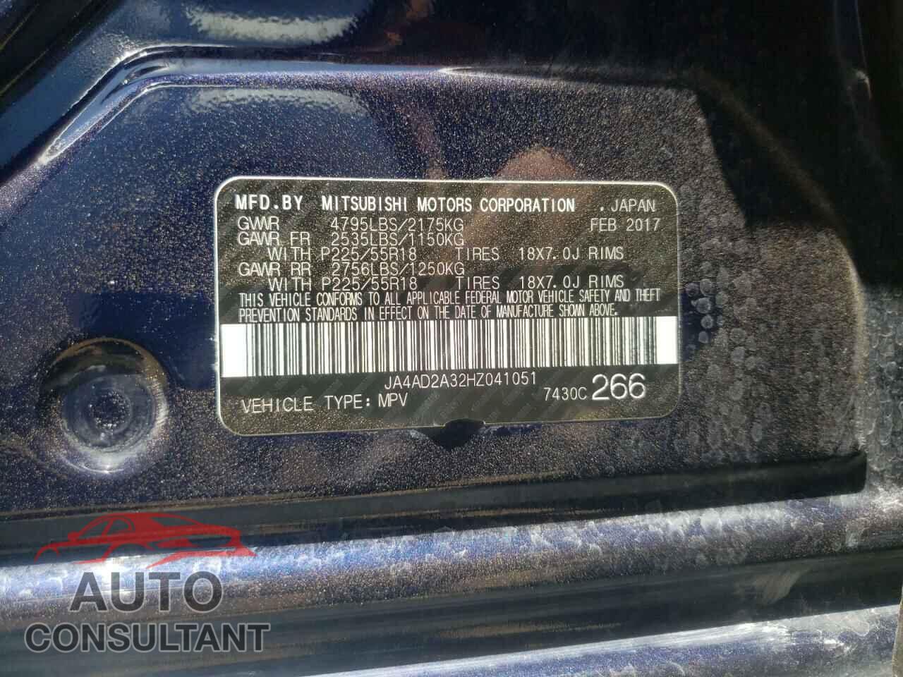 MITSUBISHI OUTLANDER 2017 - JA4AD2A32HZ041051
