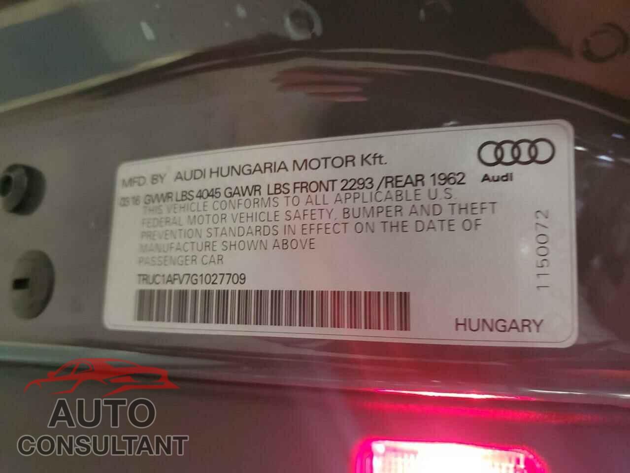 AUDI TTS 2016 - TRUC1AFV7G1027709