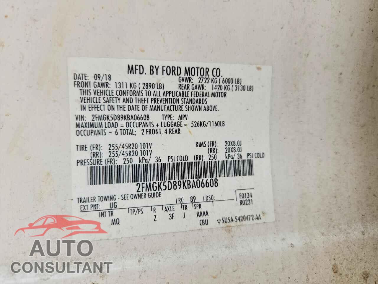 FORD FLEX 2019 - 2FMGK5D89KBA06608