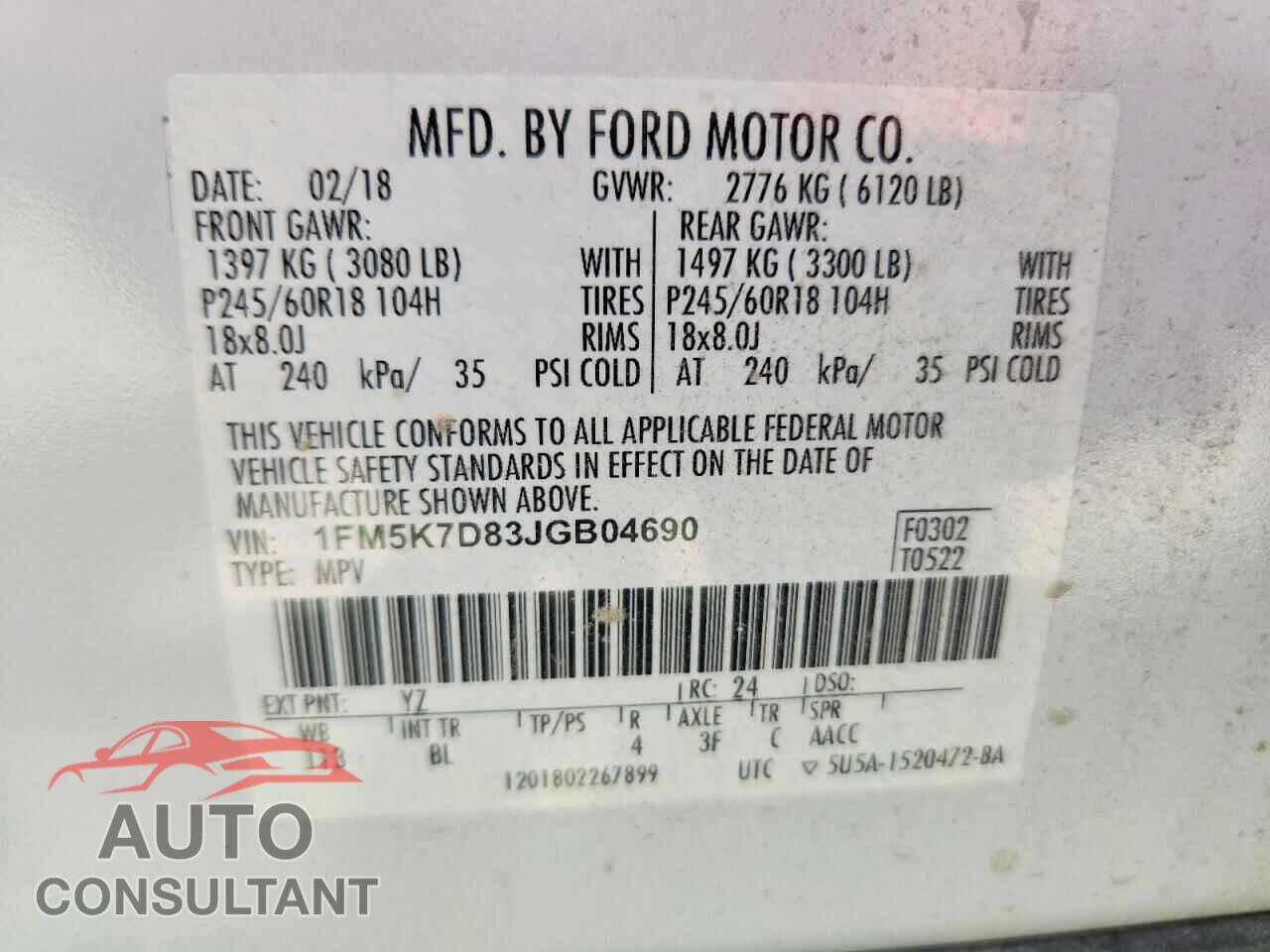 FORD EXPLORER 2018 - 1FM5K7D83JGB04690