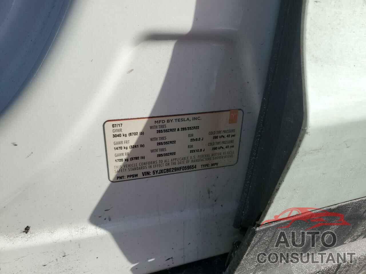 TESLA MODEL X 2017 - 5YJXCBE29HF059654