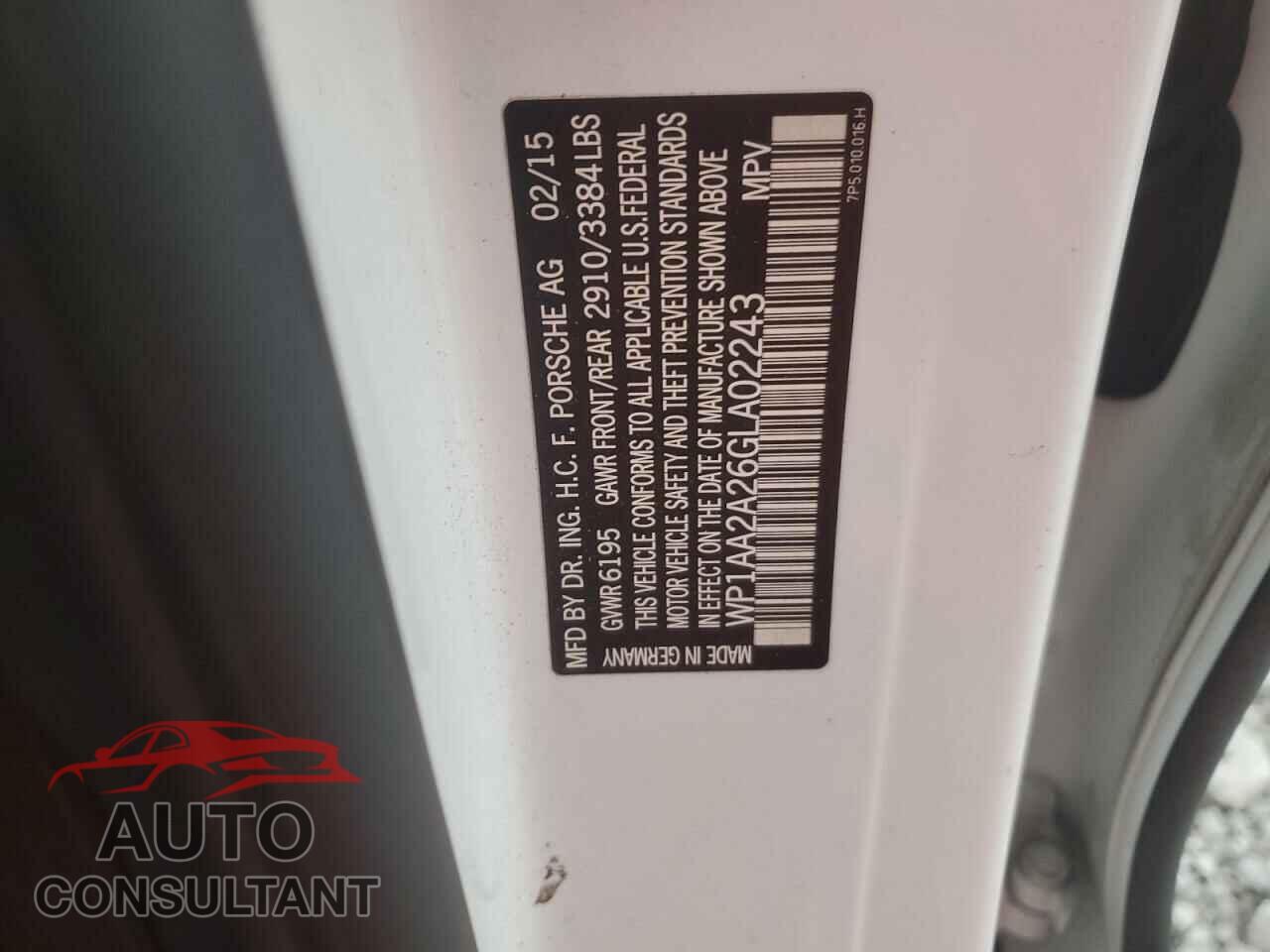PORSCHE CAYENNE 2016 - WP1AA2A26GLA02243