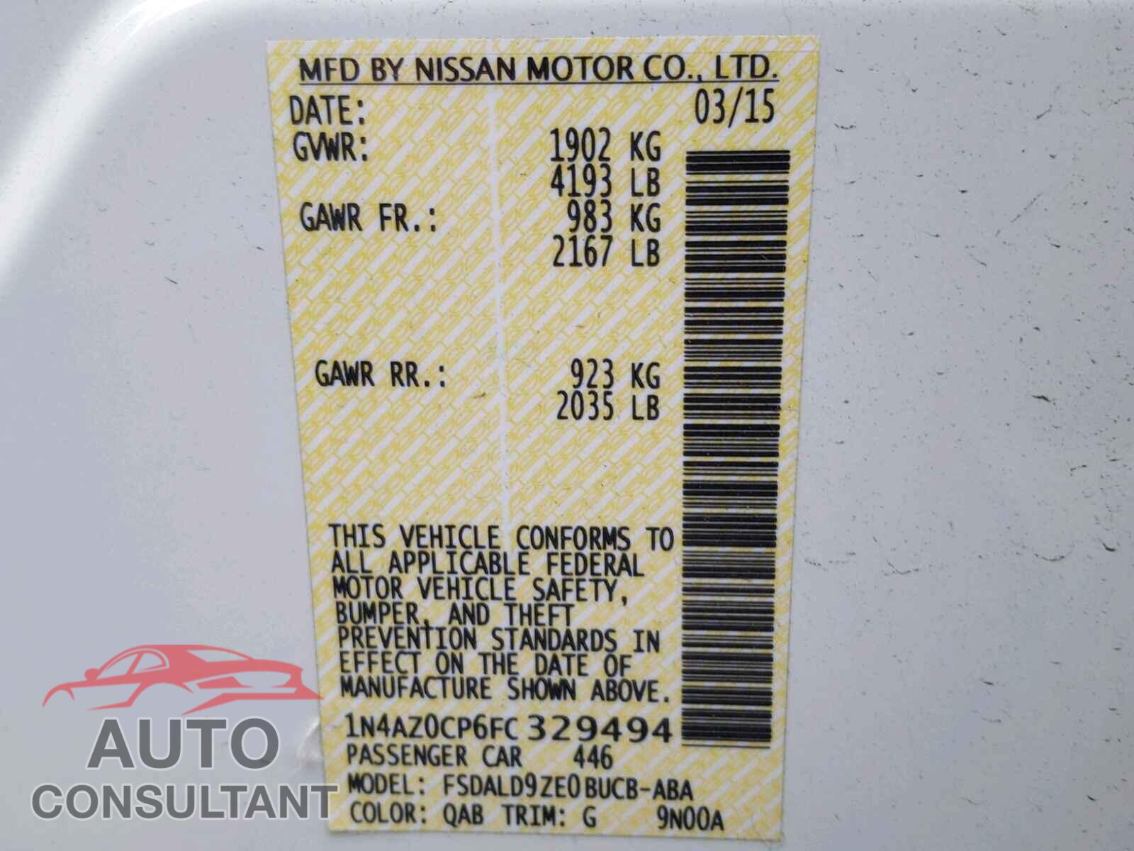 NISSAN LEAF 2015 - 1N4AZ0CP6FC329494