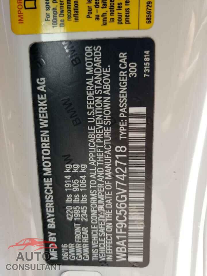 BMW 2 SERIES 2016 - WBA1F9C56GV742718