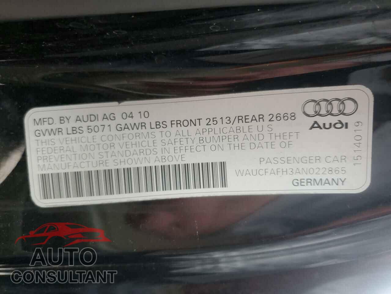 AUDI A5 2010 - WAUCFAFH3AN022865