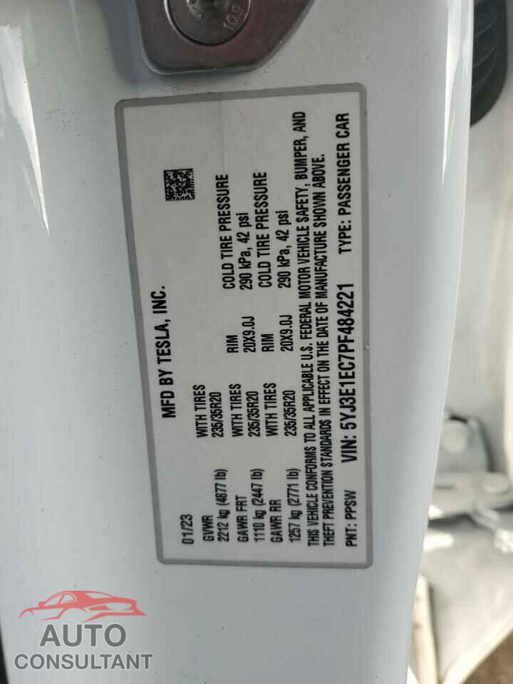 TESLA MODEL 3 2023 - 5YJ3E1EC7PF484221