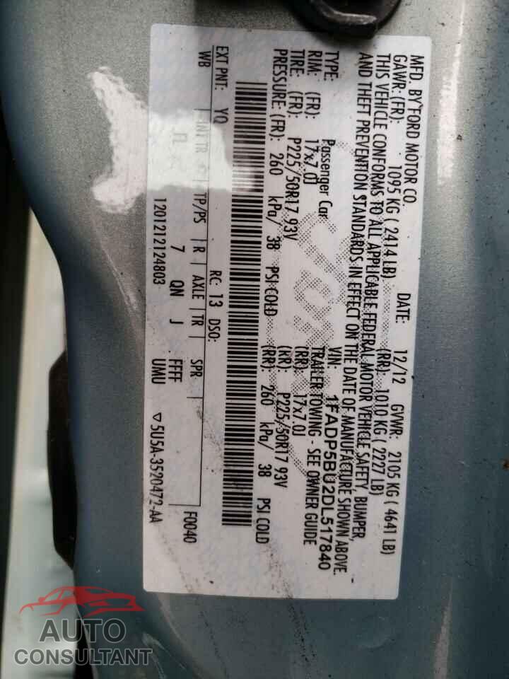 FORD CMAX 2013 - 1FADP5BU2DL517840