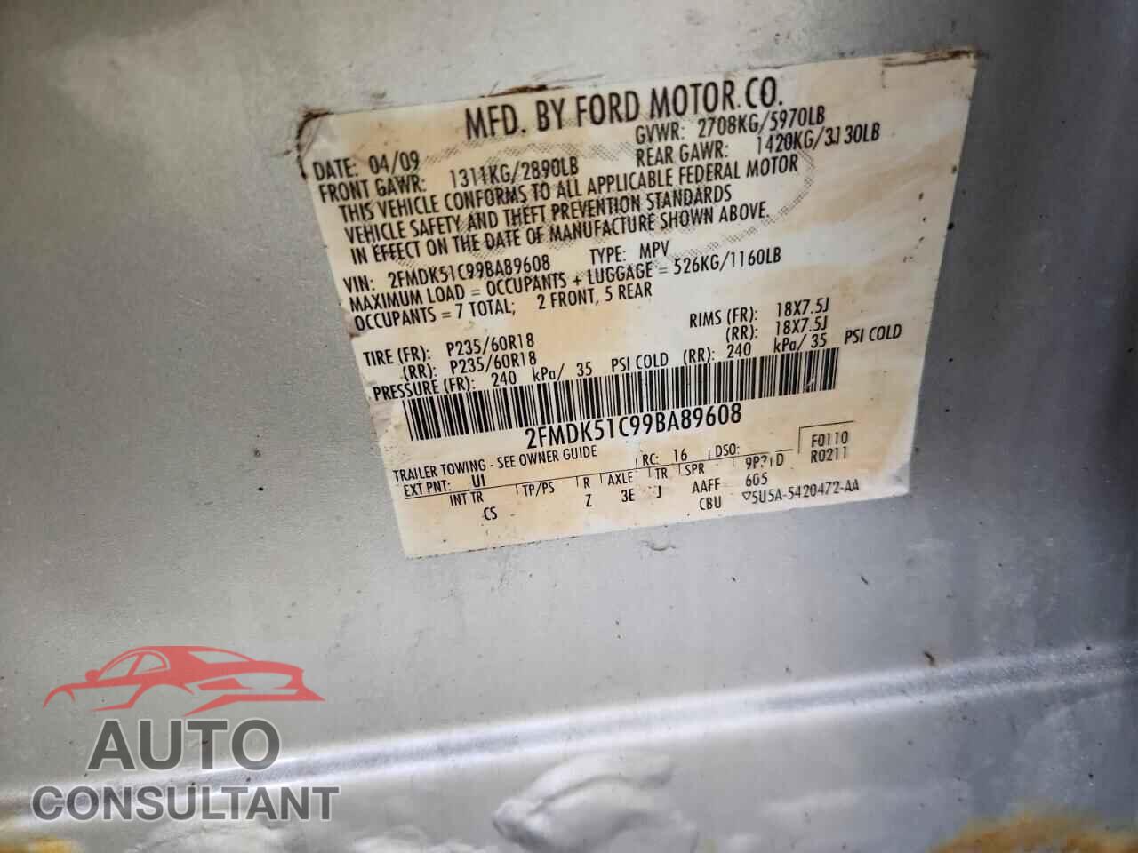 FORD FLEX 2009 - 2FMDK51C99BA89608