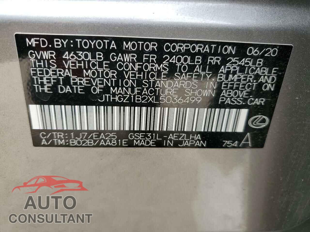 LEXUS IS 2020 - JTHGZ1B2XL5036499