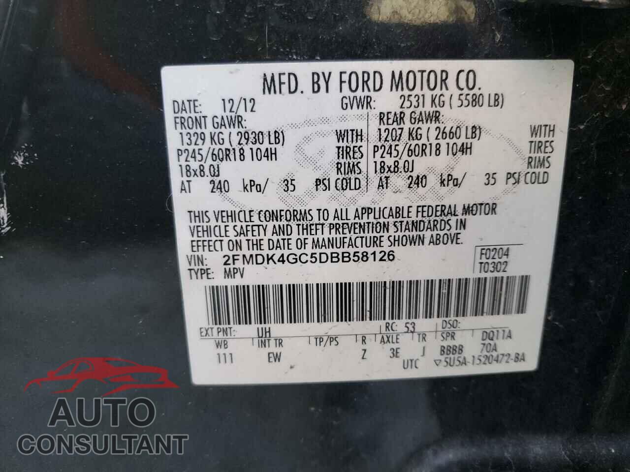 FORD EDGE 2013 - 2FMDK4GC5DBB58126