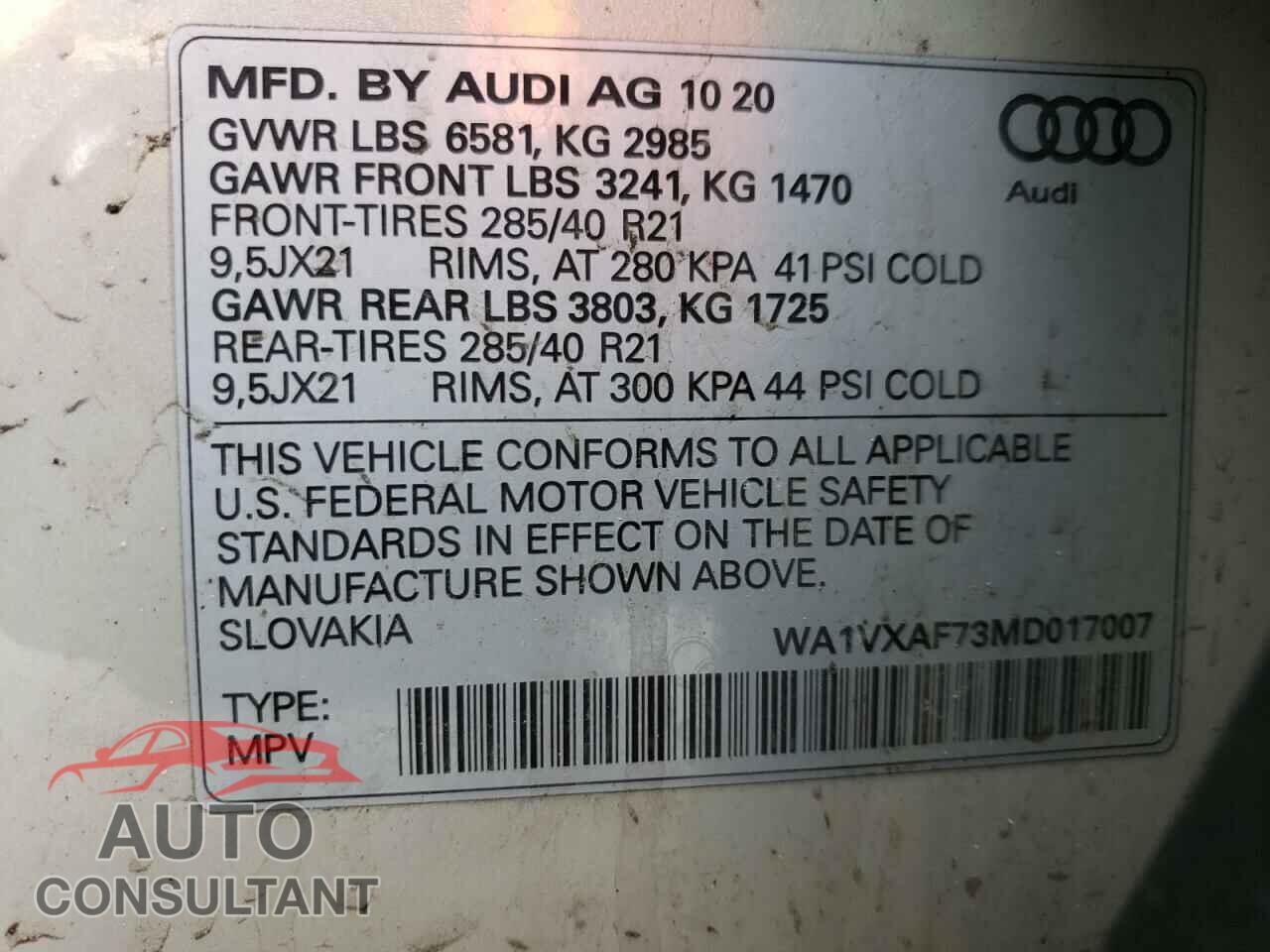AUDI Q7 2021 - WA1VXAF73MD017007