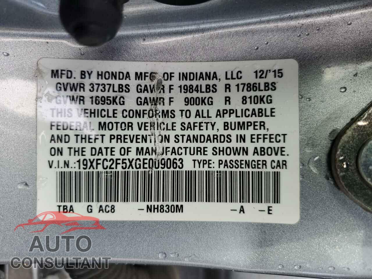 HONDA CIVIC 2016 - 19XFC2F5XGE009063