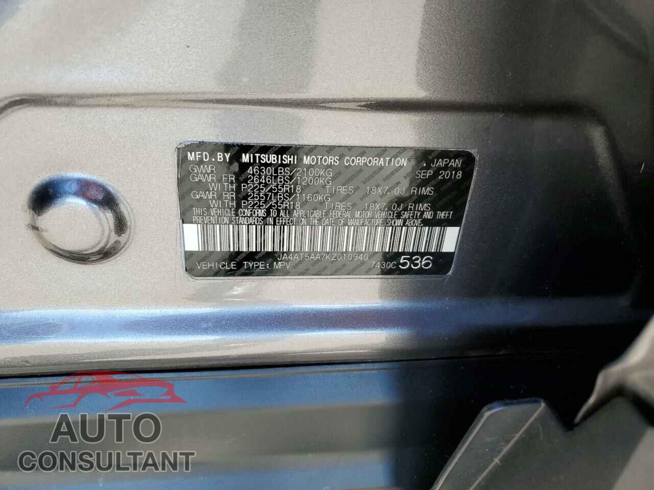 MITSUBISHI ECLIPSE 2019 - JA4AT5AA7KZ010940