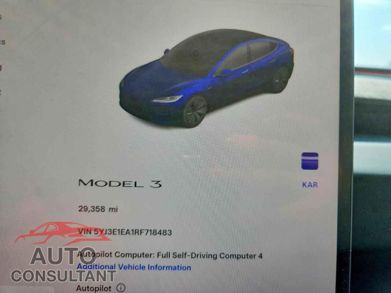 TESLA MODEL 3 2024 - 5YJ3E1EA1RF718483