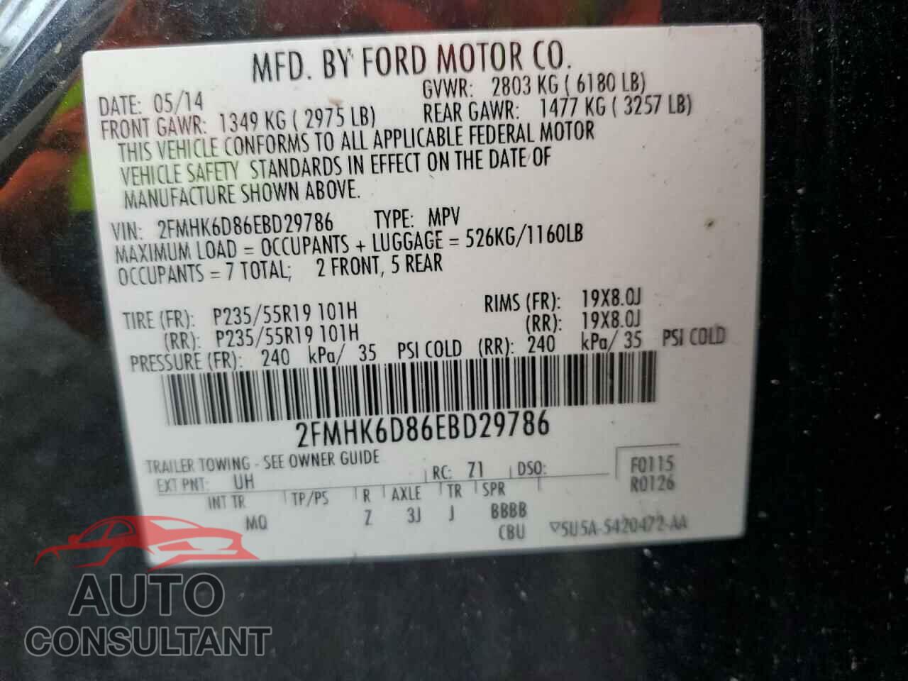 FORD FLEX 2014 - 2FMHK6D86EBD29786