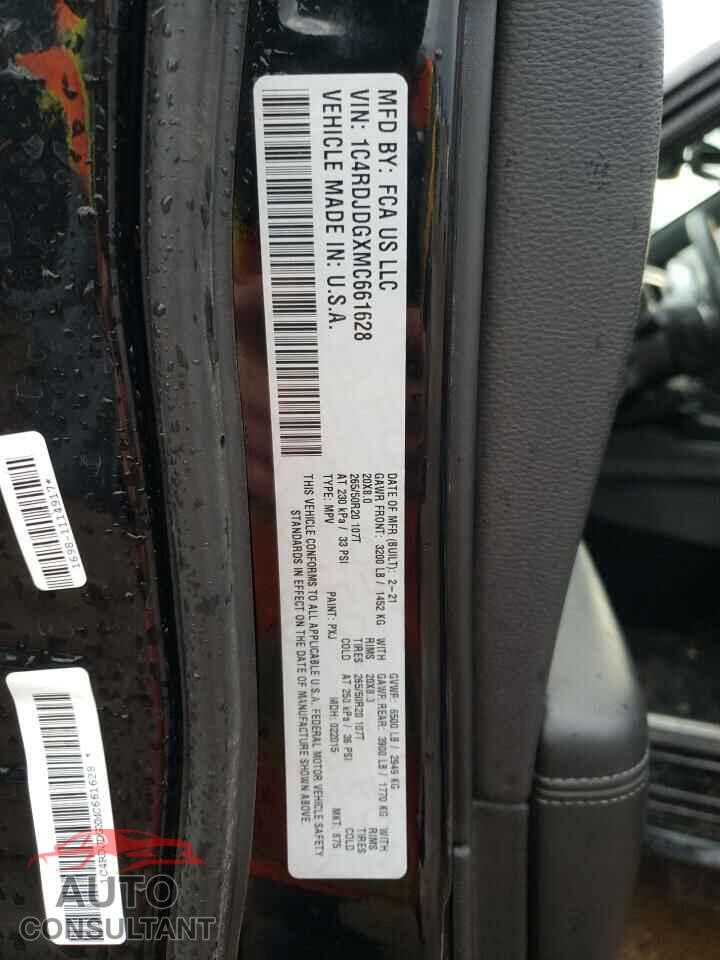DODGE DURANGO 2021 - 1C4RDJDGXMC661628