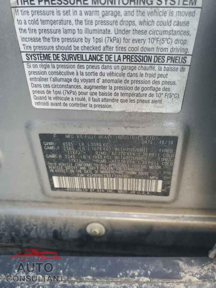 SUBARU OUTBACK 2011 - 4S4BRBLC6B3355106