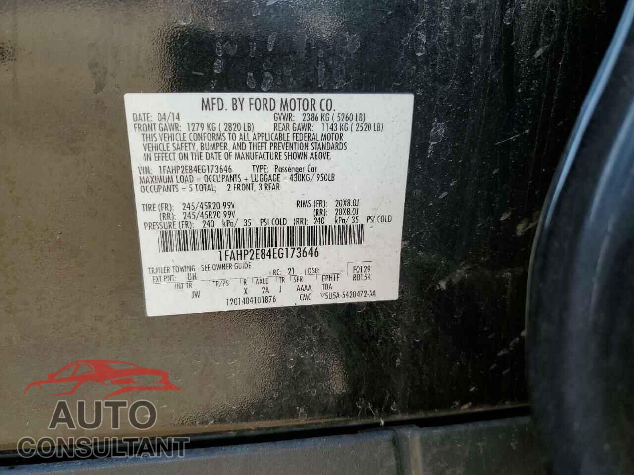 FORD TAURUS 2014 - 1FAHP2E84EG173646