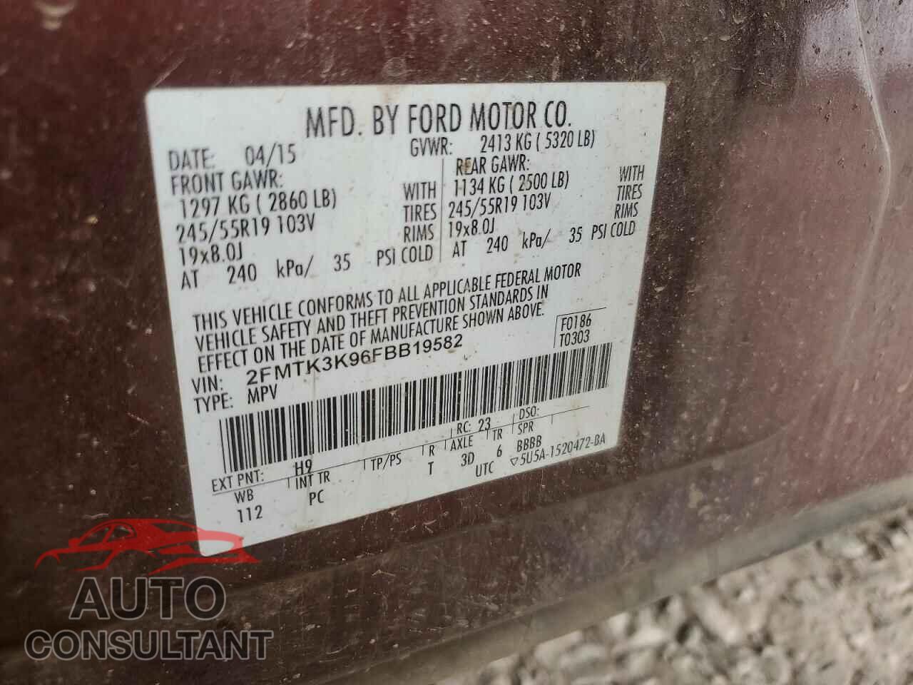 FORD EDGE 2015 - 2FMTK3K96FBB19582