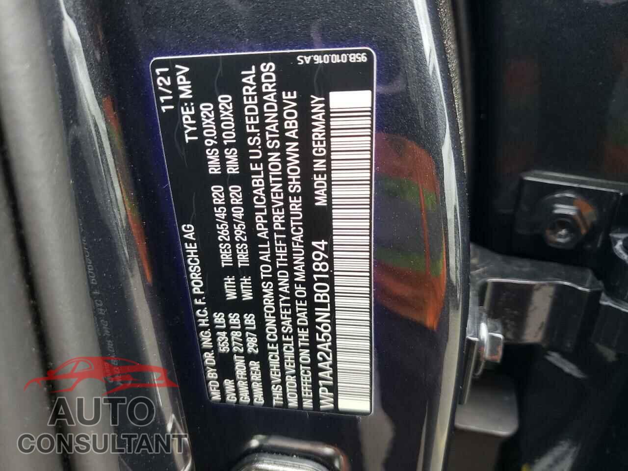 PORSCHE MACAN 2022 - WP1AA2A56NLB01894