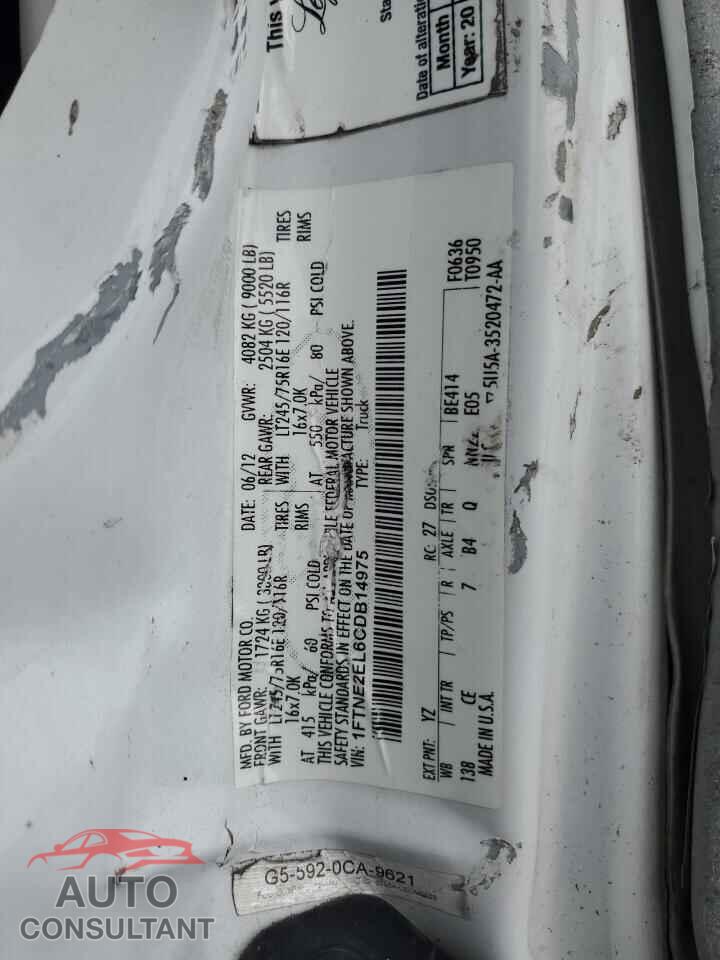 FORD ECONOLINE 2012 - 1FTNE2EL6CDB14975